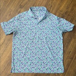 Rhoback Floral Blue and Green Polo Shirt